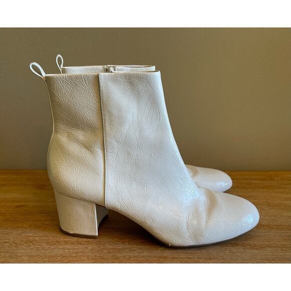 Gianni Bini Jaydennn White Leather Block Heel Boots Booties 11 - Picture 5 of 9